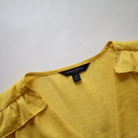 BANANA REPUBLIC Size 0 XS Black Yellow Skirt Blouse Set Career Pencil Office - Picture 4 of 11